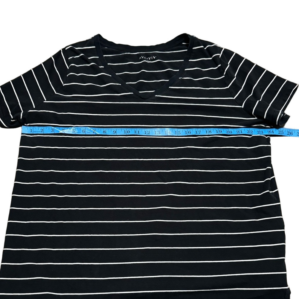 Ava & Viv Black White Stripes Cotton Spandex Casual Short Sleeves Women’s 3X - Picture 2 of 9
